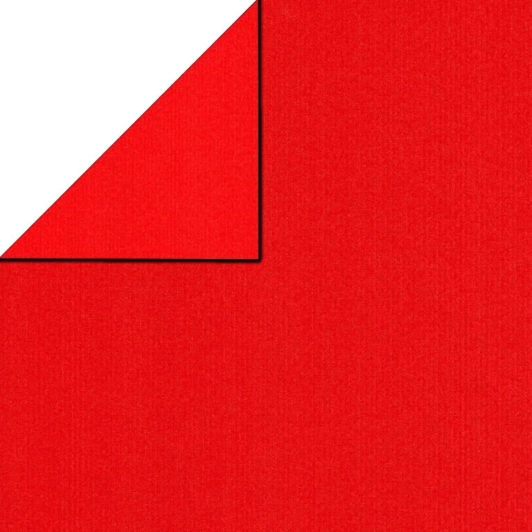 Inpakpapier aan twee kanten rood met strepen persing, rollen van 50 meter, kies minimaal 4 artikelen in een assortimentsdoos.
 